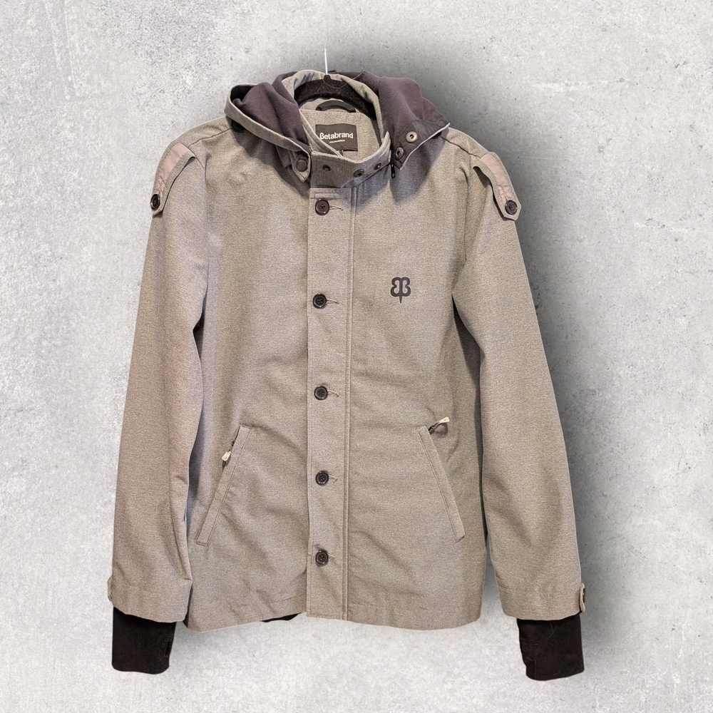 BetaBrand Utility Men's Light Gray Bike To Work Commuter Jacket w. Hood S
